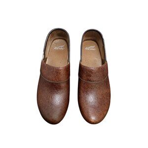 Dansko Women's Embossed Brown Leather Clogs Mom Core Size 39